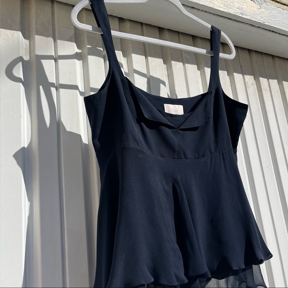 Cinq a Sept navy blue layered chiffon tank top (100% silk) - Picture 2 of 6